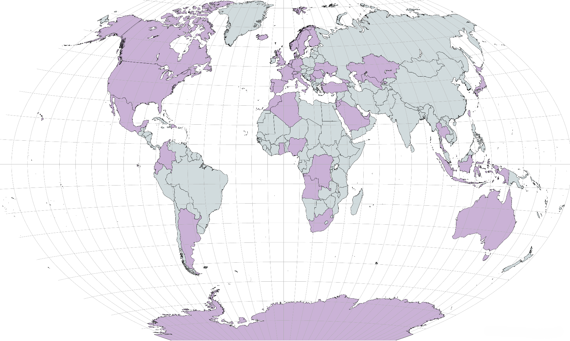 World map highlighting countries where Benji Pauly has done business